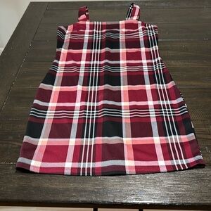 Plaid dress, burgundy black and white